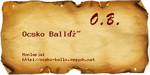 Ocsko Balló névjegykártya